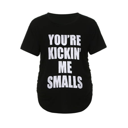 Maternity Kickin' Me Smalls Funny T Shirts Tops 2019 hot sales Pregnantcy Shirts Women T (Best Nas Small Business 2019)