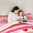 thumbnail image 5 of Castle Fairy Teens Love Heart Print Full Size Comforter Sets,Stripes Bedding Sets, 5 of 8