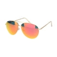 thumbnail image 2 of Color Reflective Mirror Officer Style Cop Metal Rim Sunglasses Gold Orange Mirror, 2 of 4