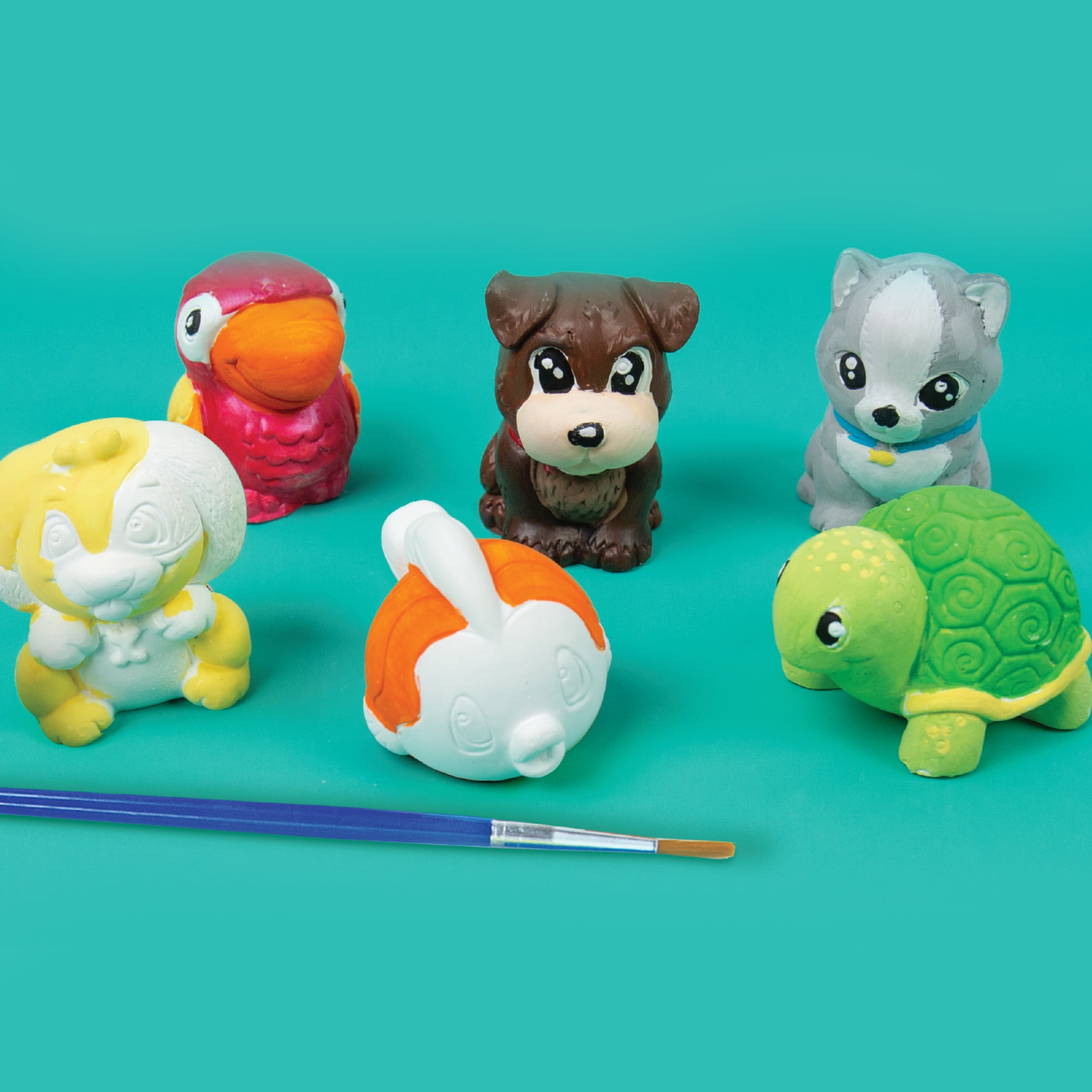 Hello Hobby White Plaster Animal Figurines, 6 Pieces