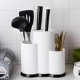 thumbnail image 1 of Universal Knife Block Holder,Plastics Flatware Storage Box Organizer with Drainer,Space-Saving Countertop Storage Stand for Knife Spoon Fork Organizer Rack, 1 of 6