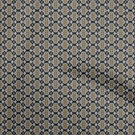 oneOone Polyester Spandex Black Fabric Asian Kilim Sewing Material Print Fabric By The Yard 56 Inch Wide