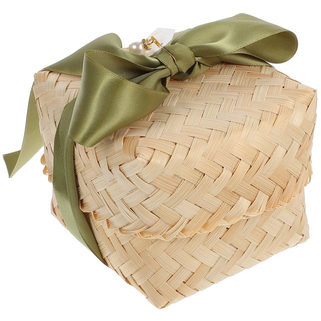 WEUVEB Cesta De Bambú Beige Para Regalos Con Almacenamiento Y