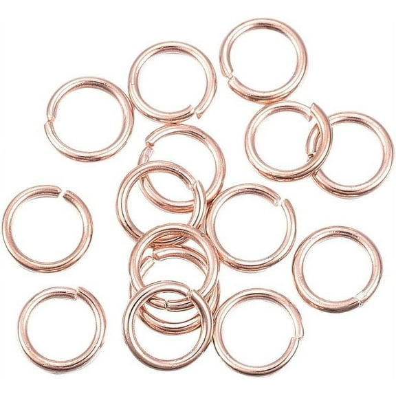 100pcs Stainless Steel Jump Rings Close but Unsoldered Split Rings Rose Gold Connector Loops for DIY Jewelry Keychain Making 7x1mm