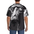 thumbnail image 3 of Lsque Monochrome Giraffe Expression print Men's Cuban Collar Short Sleeve Shirt Summer Beachwear Casual Button Down Fashionable Vacation Leisure Shirt-XX-Large, 3 of 7