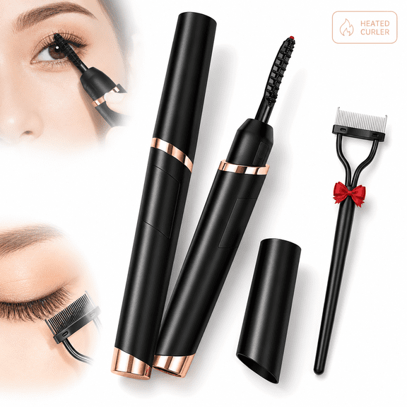 Heated Eyelash Curlers, Electric Eyelash Curlers, Rechargeable Lash Curler with Eyelash Comb for Makeup Natural Curling Eye Lashes and 24 Hours Long Lasting - Black