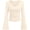 Beige, variant on Women Fall Long Bell Sleeve Shirts Ribbed V Neck Fitted Ruched Trendy Y2K Going Out Tee Tops Summer Clothes