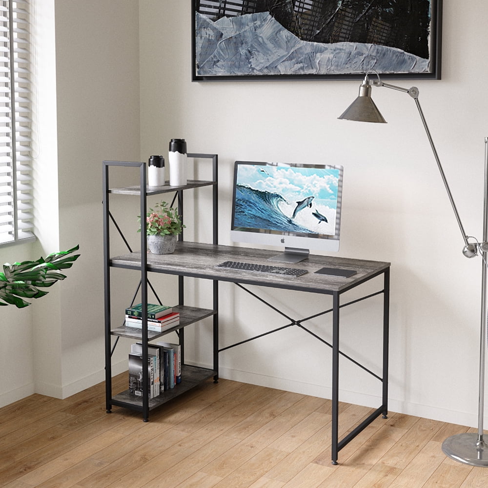 Bestier 47 Inch Small Computer Desk with Shelves for Home Office Modern