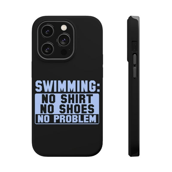 DistinctInk Tough Case for Apple iPhone 15 PRO (6.1" Screen), Compatible with MagSafe Charging - Swimming No Shirt No Shoes No Problem