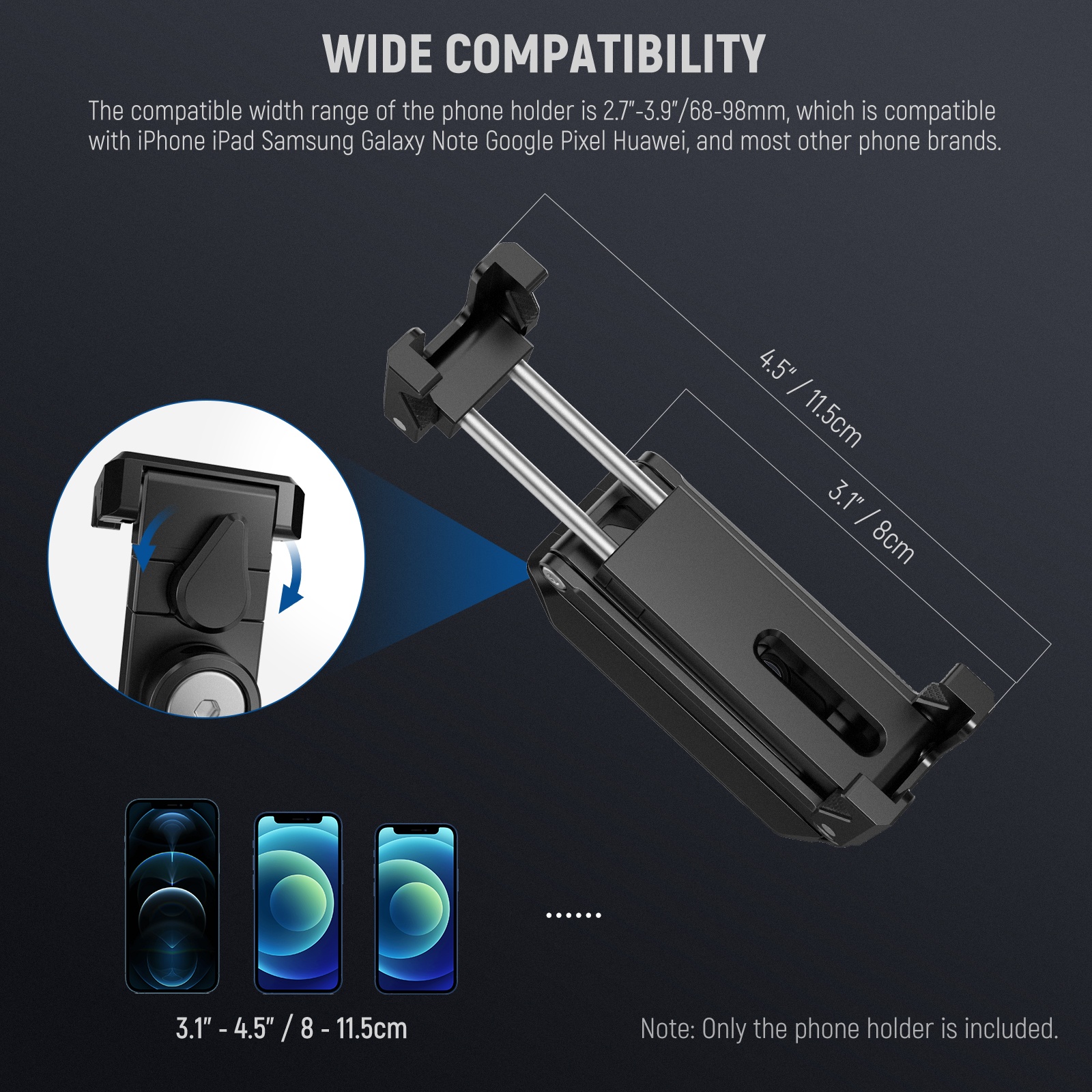 Neewer SP-04 Phone Tripod Mount with Cold Shoes, Metal Tri-Fold Grip for iPhone, Multi-Angle Holder for Streaming/Vlogging