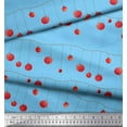 thumbnail image 2 of Soimoi Blue Rayon Fabric Cherries Fruits Fabric Prints By Yard 56 Inch Wide, 2 of 3