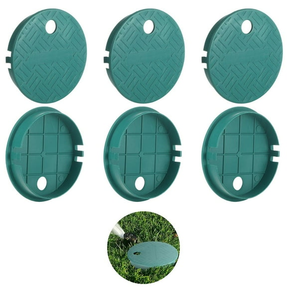 6pcs Valve Box Cover Lid, Plastic Green Valve Box Lid Replacement for Sprinkler System, Underground Water Meters, ID 5.5" OD 6"