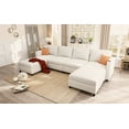 thumbnail image 2 of HQZX Modern Large Sofa with Storage and Footstool, 6 Seater Combination Lounge Chair, Antique White, 2 of 13