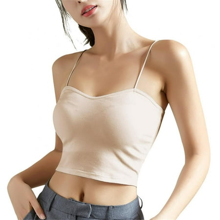 

Women One-piece Padded Short Suspender Vest Rag Top Beautiful Back Short Exposed Navel Outside Wearing Bottomed Shirt