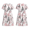 thumbnail image 3 of Bixox Robe d'Été à Manches Courtes pour Femmes Robe Ample Longueur Genou avec Poches-Paris, 3 of 7