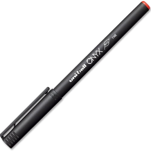 uni-ball Onyx Roller Ball Stick Dye-Based Pen, Red Ink, Fine, Dozen