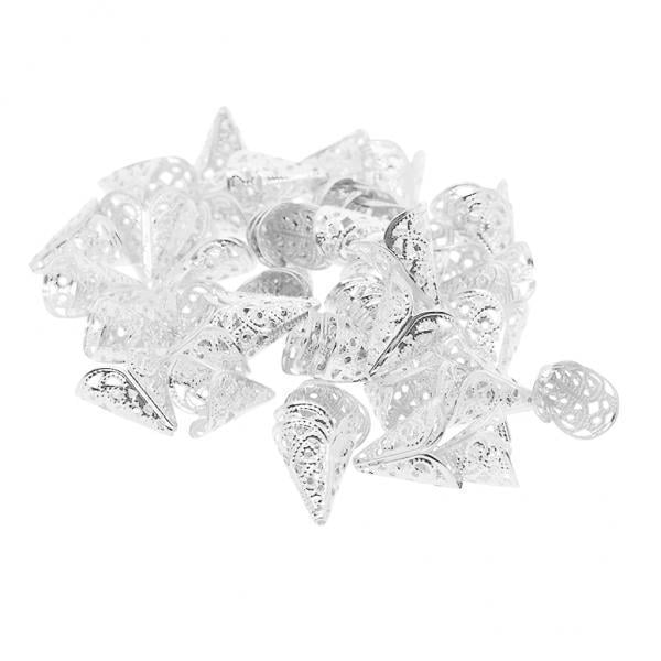 2x 50 piezas de gorro de huecas tibetanas con forma de flor para , borlas, vestidos, bolsos, accesorios celulares, adornos para el BLESIY Tapa de extremo de cuentas de filigrana de cono