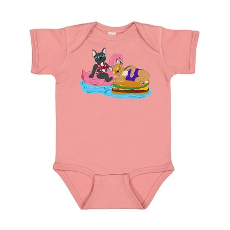 

Inktastic Cute French Bulldogs On Pool Floaties Gift Baby Boy or Baby Girl Bodysuit