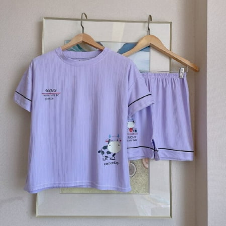 

DanceeMangoo Girl Sleepwear Set Cute Cartoon Summer Women Pajamas Set Pijama Short Women Pyjamas Suit Female Home Clothing Nightwear