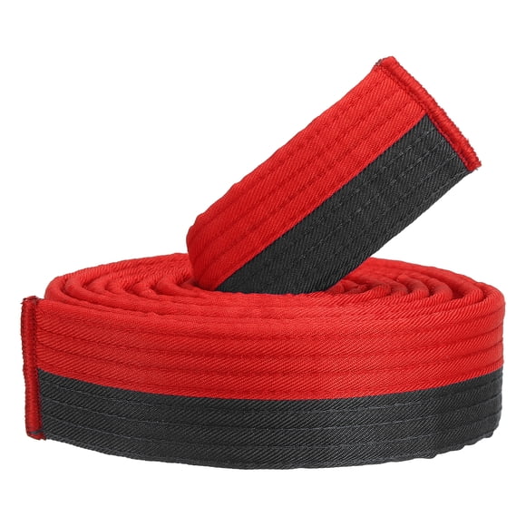 Uxcell Taekwondo Colored Ranking Belt, 1.6"x7.9Ft Polyester Martial Arts Judo Karate Belt, Red-black