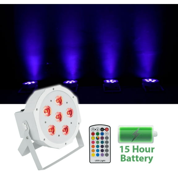 Rockville BATTERY PAR 6RF White RGBWA UV Wireless DMX LED Wash Light RF Remote