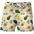 thumbnail image 2 of Pantalones cortos de baño con estampado de frutas 3D para hombre, Shorts de playa hawaianos de secado rápido, vacaciones, aguacate, Verano Fivean unisex, 2 of 2