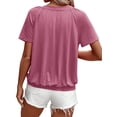 thumbnail image 3 of Camisetas Casuales de Verano para Mujer, Camisetas de Corta con Cuello en V, Camisetas Rojas M, 3 of 7