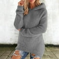 thumbnail image 2 of ZQUUVOU Women's Fuzzy Hoodies Solid Color Faux Fur Cozy Hooded Sweatshirt Long Sleeve Pullover Tops for Winter Gray, 2 of 9