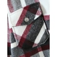 thumbnail image 6 of Seyurigaoka Women Juniors Plaid Print Coat, Long Sleeve Button-down Collar Shacket, 6 of 9