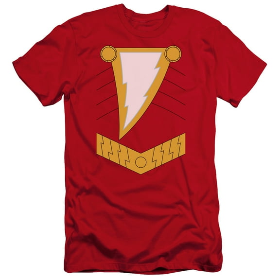 JLA Justice League Shazam Premium Canvas Adult Slim Fit 30/1 T-Shirt Red