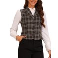 thumbnail image 2 of INSPIRE CHIC Plaid Vest for Women's Shawl Collar Single Breasted V Neck Sleeveless Vintage Waistcoat, 2 of 6