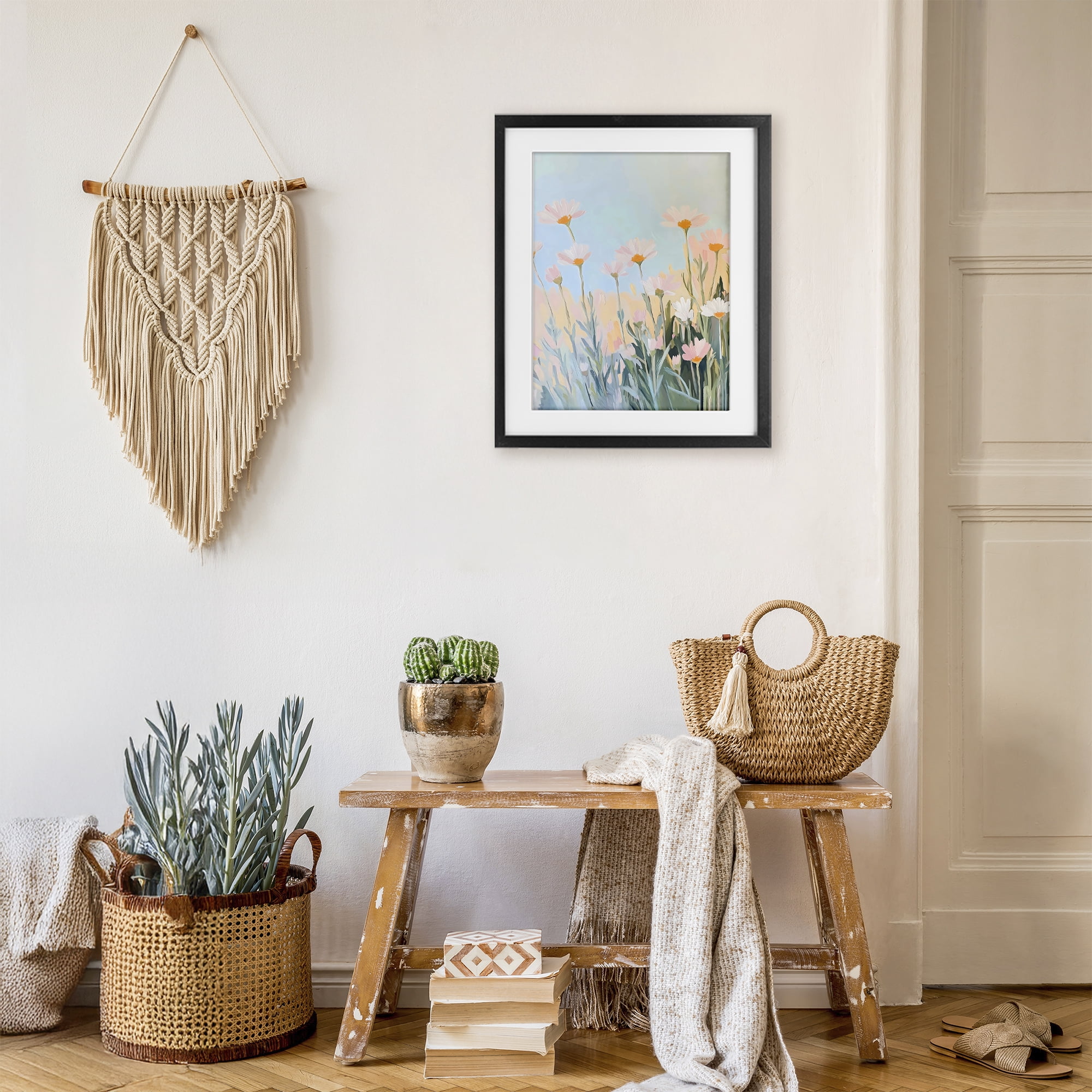 Stupell Industries Pastel Meadow Daisies at Dawn Black Framed Print Under Glass, design by The Prints Vibe