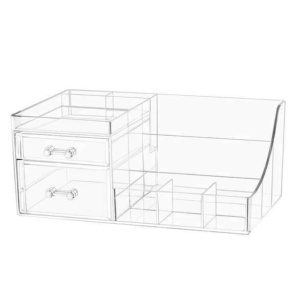 Organizador Cq para el cuidado de la piel, acrílico transparente, 2 cajones apilables