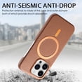 thumbnail image 5 of Magnetic Case for iPhone 14 Pro Max with Built-in Magnetic Ring, [Compatible with Wireless Charging] PU Leather Hard PC Bumper Slim Shockproof Protective Cover for iPhone 14 Pro Max, Brown, 5 of 8