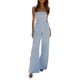 thumbnail image 1 of VISgogo Mameluco de mujer, sin hombros, sin tirantes, pierna ancha, pantalones de color sólido, verano, otoño, calle, primavera, verano, mono VISgogo moda, 1 of 5