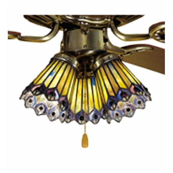 4"W Tiffany Jeweled Peacock Fan Light Shade