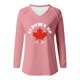 thumbnail image 3 of MHFRRA Camiseta de Manga Larga con Cuello En V y Estampado de La Bandera de Canadá para Mujer Rosa, 3 of 3