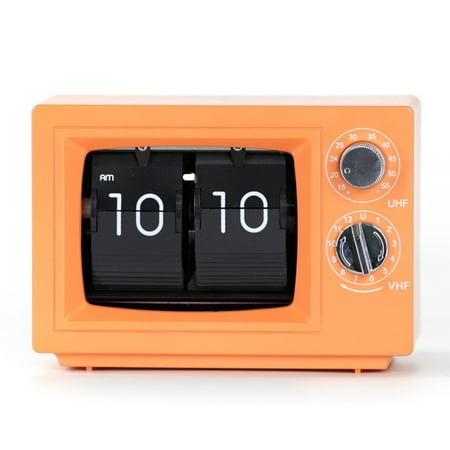TV-Shaped Flip Clock - Retro Mechanical Desk Clock with Classic Television Design for Living Room Decor Vintage Gifts A