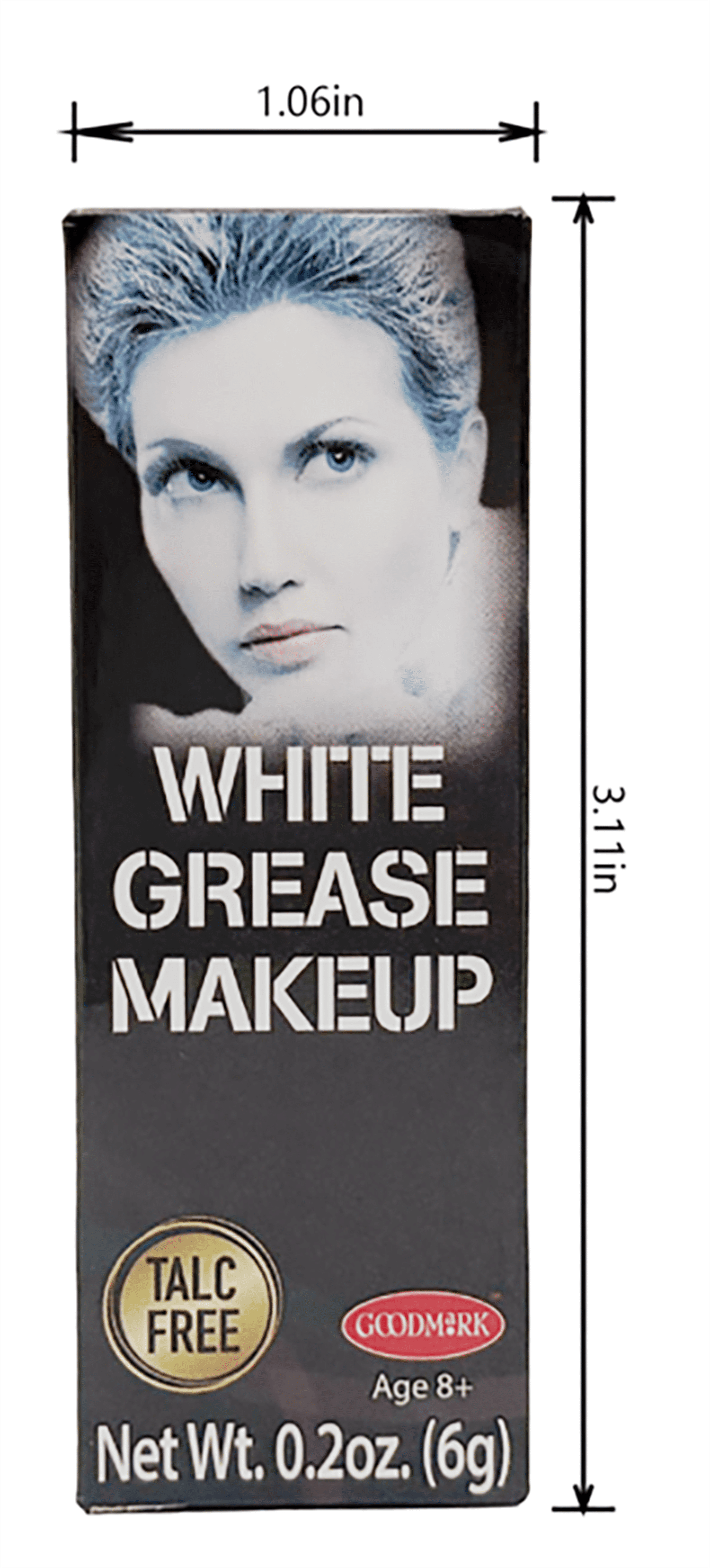 Grease Makeup, White, 0.2oz, Halloween Make-Up for Adults by Goodmark