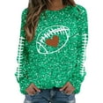thumbnail image 4 of Cnbwig Womens Sweatshirts Hoodies Sweaters Long Sleeve Crewneck Sweatshirt Football Glitter Print Sequins Loose Winter Top Soft Blouse Sweaters Fall Winter Tops Girls Preppy A28-Mint Green XL, 4 of 5