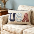 thumbnail image 5 of Luckky USA Patriotic Lumbar Throw Pillow,Red White Blue Embroidered Floral Decorative Pillow,Soft Accent Cushion for Home Sofa,Couch,Bedroom,Holiday & Patriotic Decor, 5 of 6