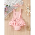 thumbnail image 3 of Suealasg Baby 2 Piece Easter Clothes Newborn Girls Overalls Sleeveless 3D Bunny Romper Bodysuit +Headband 3M 6M 12M 18M Infant Summer One Piece Jumpsuit, 3 of 9