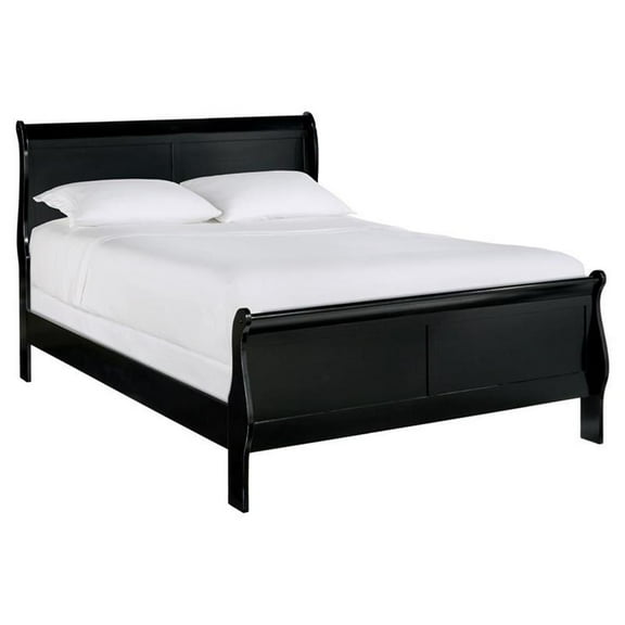 Pemberly Row Traditional Engineered Wood California King Sleigh Bed in Black