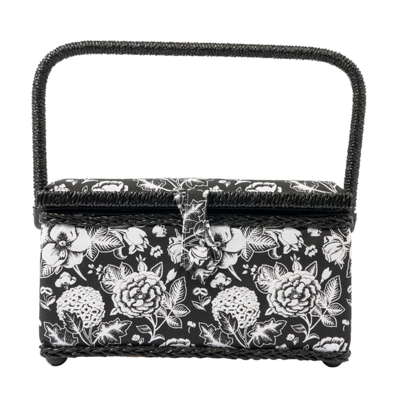 SINGER Sewing Basket – Fragrant Black & White Print