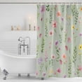 thumbnail image 2 of Pink Spring Floral Shower Curtain, Waterproof Shower Curtains for Bathroom, Farmhouse Flowers Sage Green Leaves Washable Fabric Bathtub Curtain Set Bath Decor with 12 Hooks Extra Long 72"x96", 2 of 6