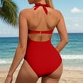 thumbnail image 4 of Quealent Maternity Cutout One Piece Swimsuit Twist Front Criss-Cross Bathing Suit High Waisted Pregnancy Swimwear Red1 for Size L, 4 of 7