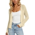 thumbnail image 7 of VJGBEGW Womens Fashion Cardigan Casucal Tie Front Shrugs Sweaters Tops Long Sleeve Knit Cropped Cardigans Tops Beige L, 7 of 7