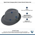 thumbnail image 5 of Epoch Hats Company  Cotton Denim Fedora Hat (Men), 5 of 5
