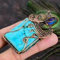 thumbnail image 3 of Natural Tibetan Turquoise Gemstone Copper Wire Wrap Gift Pendant 2.64, 3 of 4