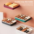 thumbnail image 2 of Injueey Soporte de esponja, cepillo de baño para cocina, de almacenamiento colgante montado en la pared, de drenaje de de plástico, bandeja Juegos de accesorios de baño rosa púrpura, 2 of 6